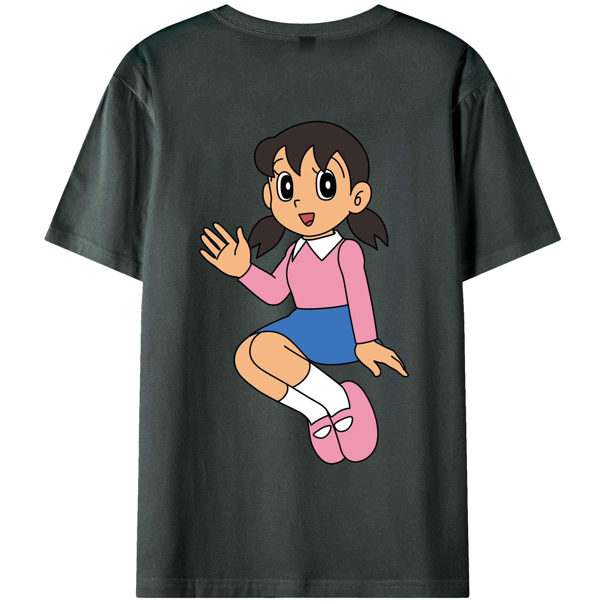 （画像用） ドラえもん みなもと しずか Doraemon Shizuka Minamoto 綿100％ メンズ半袖Tシャツ（バックプリント） 通気性